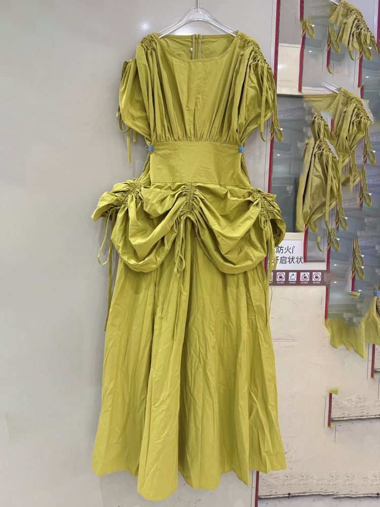 TWOTWINSTYLE Sleeveles Patchwork Drawstring High Waist Elegant Dress