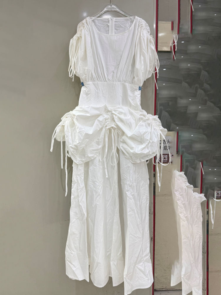 TWOTWINSTYLE Sleeveles Patchwork Drawstring High Waist Elegant Dress