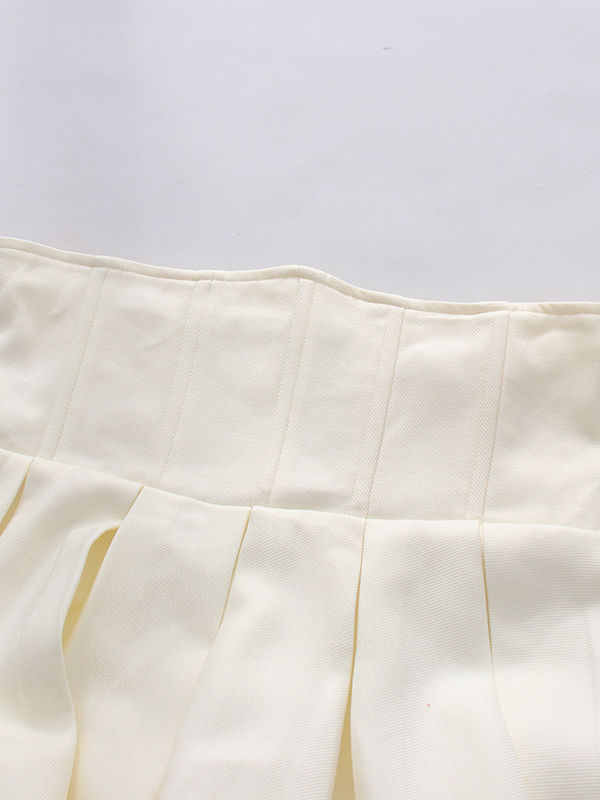TWOTWINSTYLE Lapel Patchwork Pearl Crop Top High Waist Skirt Designer Set