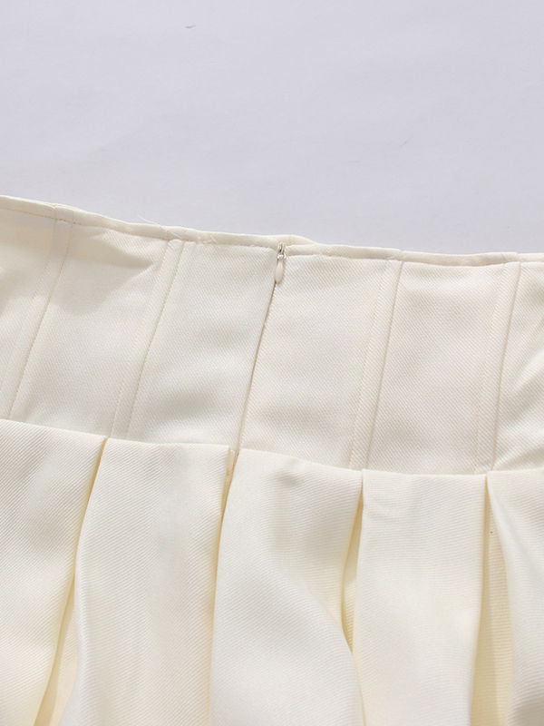 TWOTWINSTYLE Lapel Patchwork Pearl Crop Top High Waist Skirt Designer Set
