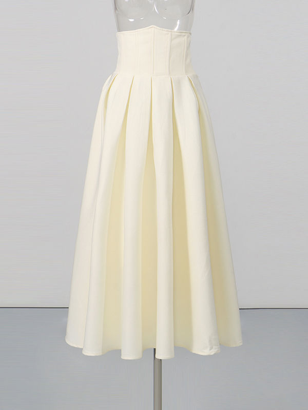 TWOTWINSTYLE Lapel Patchwork Pearl Crop Top High Waist Skirt Designer Set