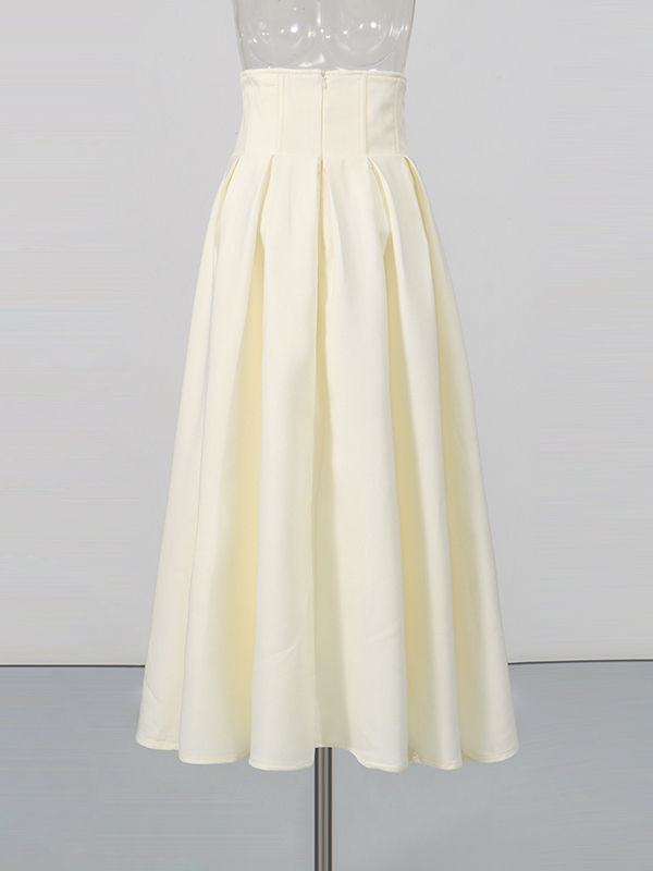 TWOTWINSTYLE Lapel Patchwork Pearl Crop Top High Waist Skirt Designer Set
