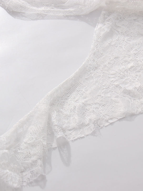 TWOTWINSTYLE Stand Collar Irregular Hem Lace Chic Shirt