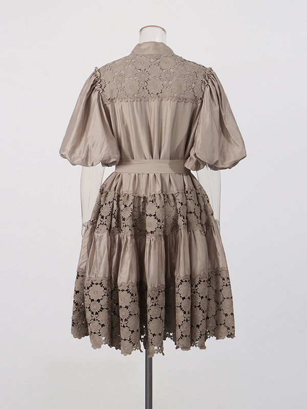 TWOTWINSTYLE V Neck Tunic Patchwork Flower Mnimalist Dress