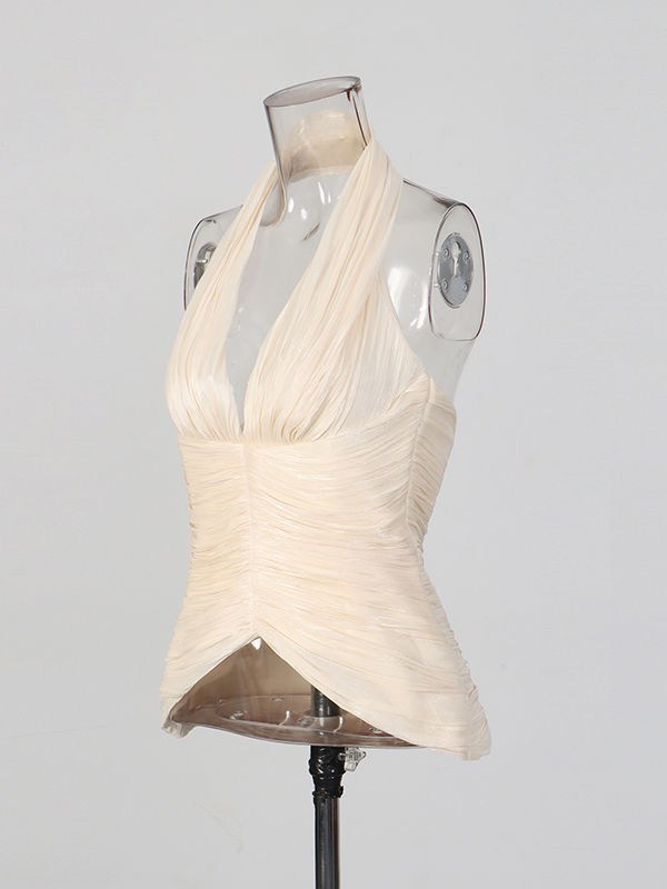 TWOTWINSTYLE Sleeveless Pleated High Waist Elegant Vest