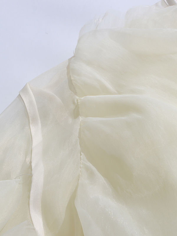 TWOTWINSTYLE Round Neck Patchwork Ruffles High Waist Pleated Elegant Dress