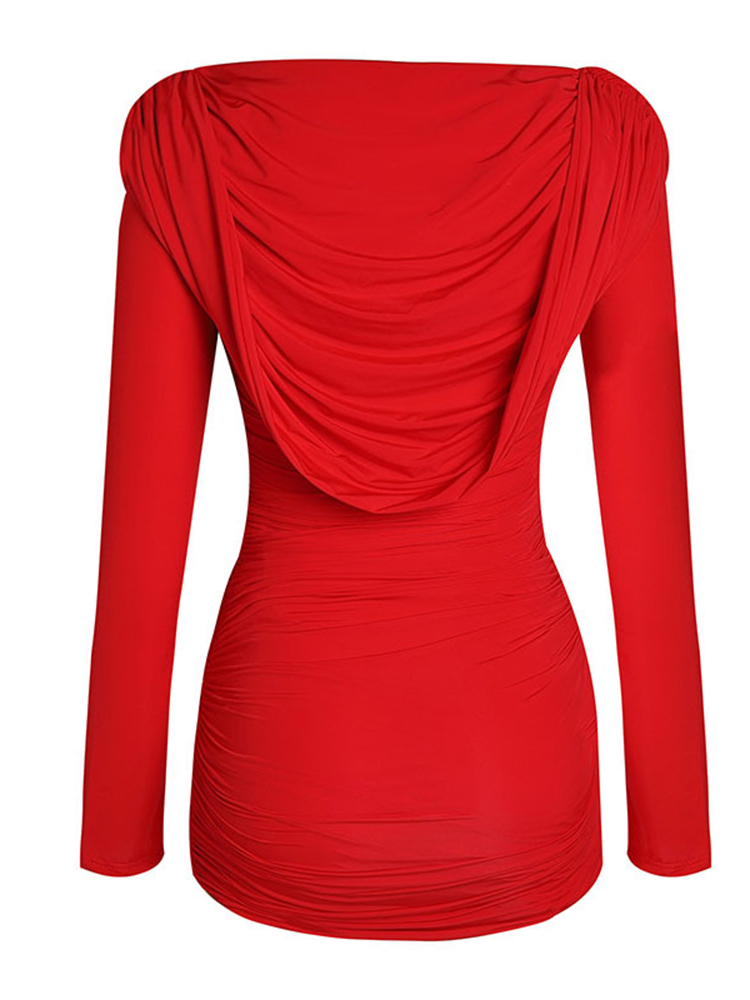 TWOTWINSTYLE Cowl Neck Long Sleeves Bodycon Sexy Dress