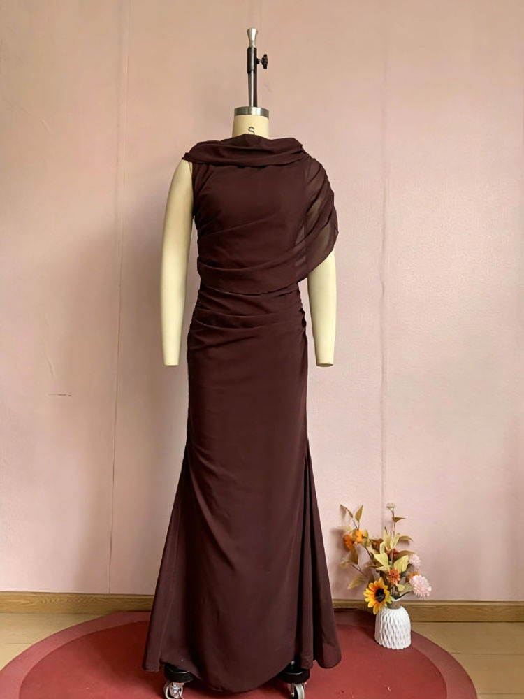 TWOTWINSTYLE Irregular Sleeve High Waist Vintage Maxi Dress