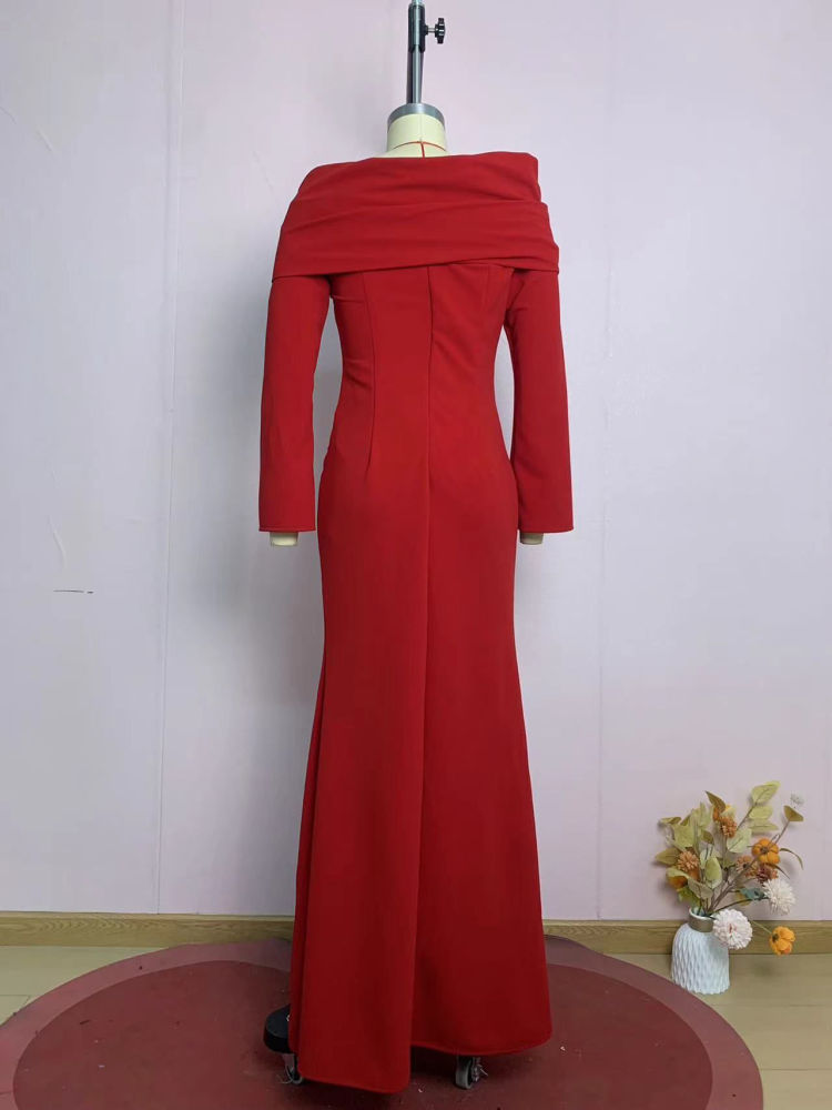 TWOTWINSTYLE Off Shoulder Long Sleeve Tunic Elegant Dress