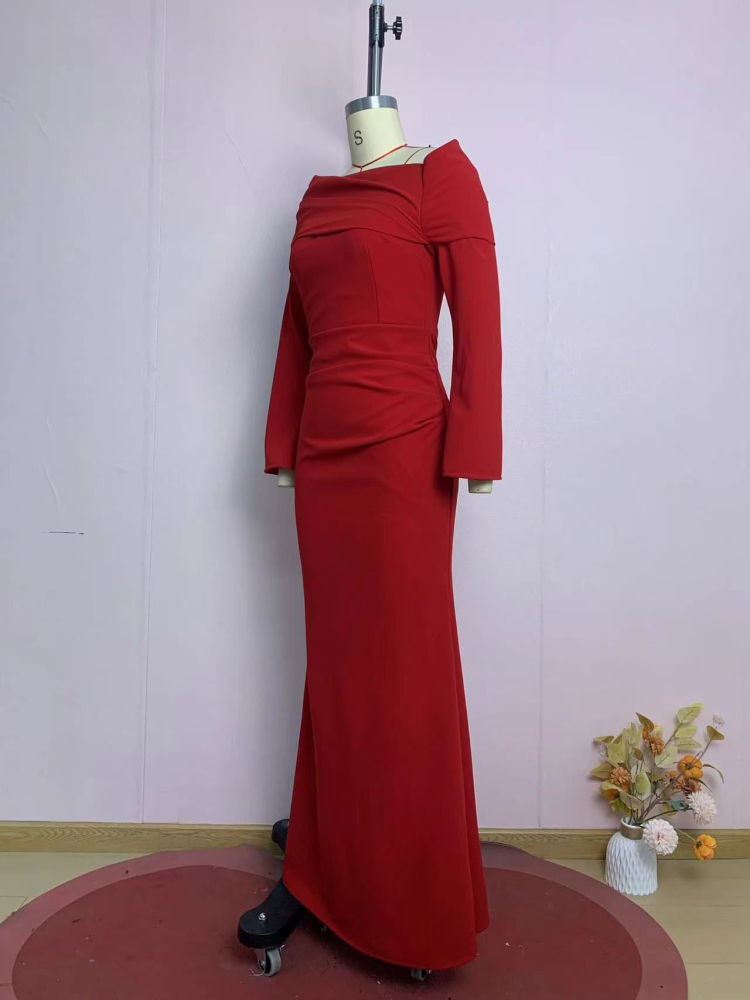 TWOTWINSTYLE Off Shoulder Long Sleeve Tunic Elegant Dress