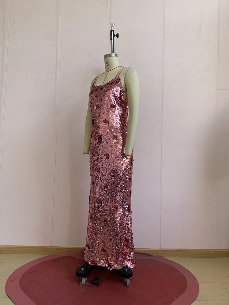 TWOTWINSTYLE Off Shoulder Patchwork Flower sequins Elegant Dress