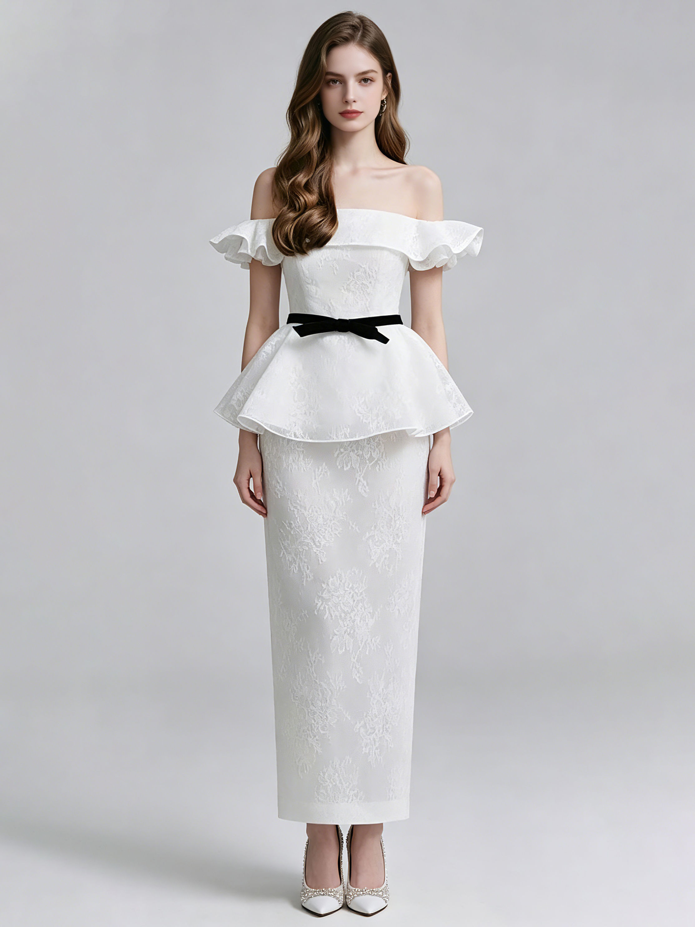 TWOTWINSTYLE Off Shoulder Patchwork Sequins Bowknot Chic Dress