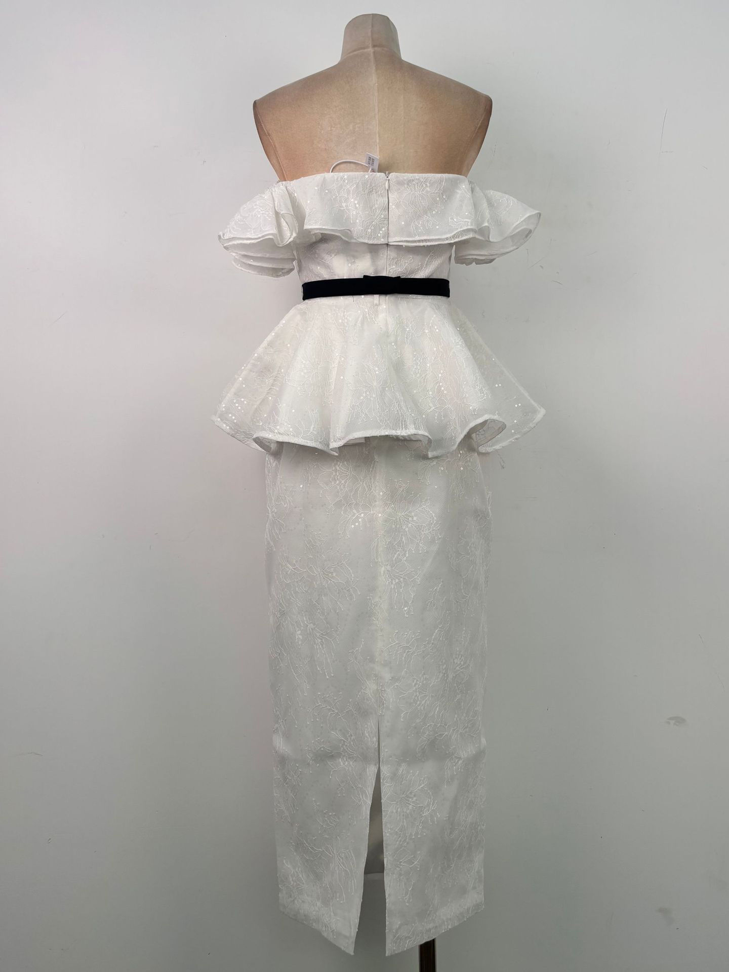 TWOTWINSTYLE Off Shoulder Patchwork Sequins Bowknot Chic Dress