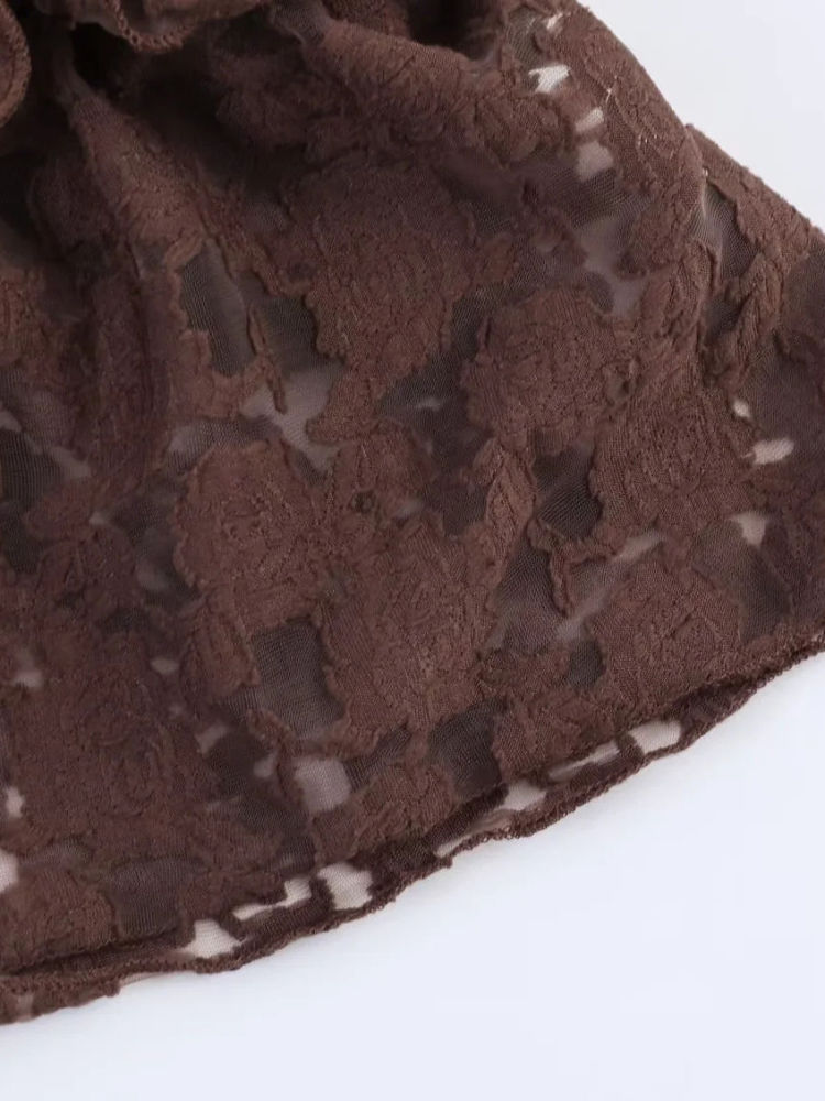 TWOTWINSTYLE V Neck Bell Sleeve Spliced Ruffles Vintage Shirt