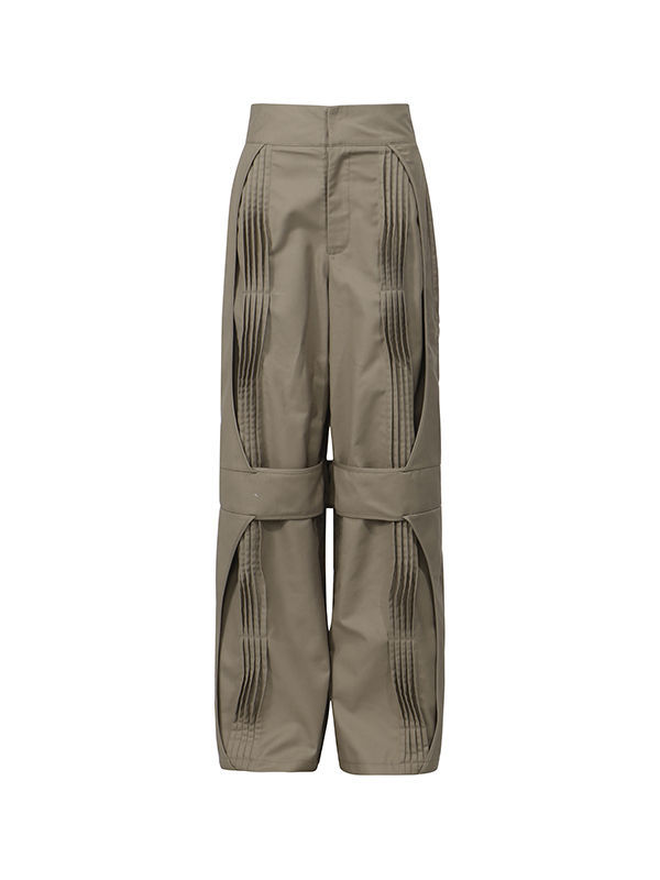 TWOTWINSTYLE High Waist Ruched Casual Straight Leg Pants