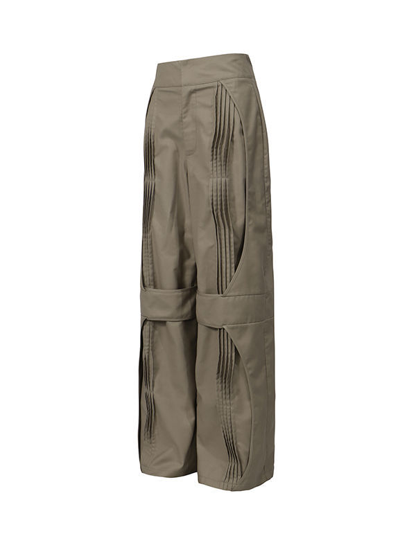 TWOTWINSTYLE High Waist Ruched Casual Straight Leg Pants