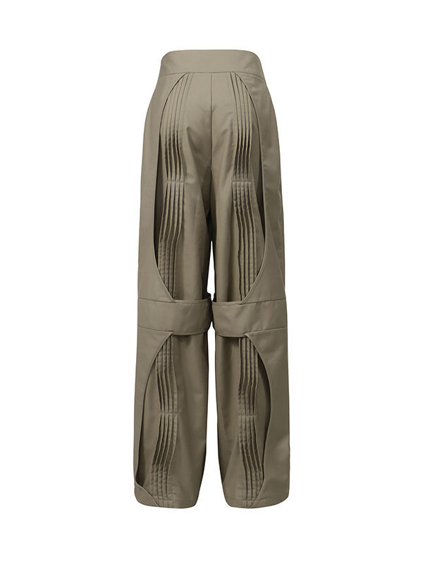 TWOTWINSTYLE High Waist Ruched Casual Straight Leg Pants