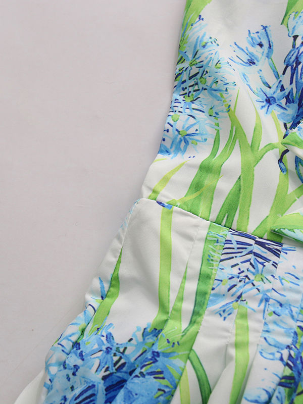 TWOTWINSTYLE Hit Color Spliced Print High Waist Fashion Dress