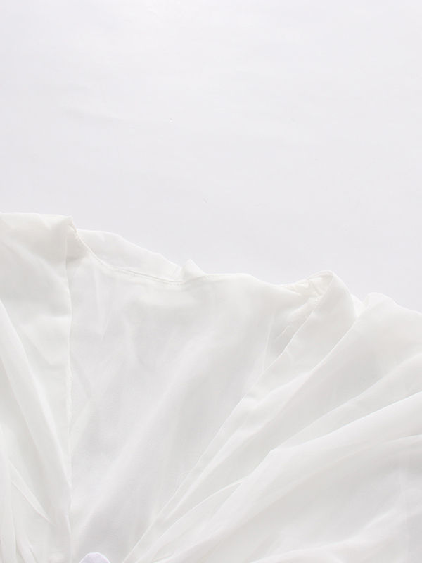 TWOTWINSTYLE V Neck Patchwork Strap Puff Sleeve Designer Dress