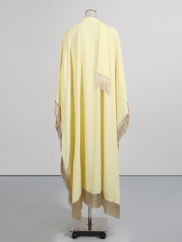 TWOTWINSTYLE Long Sleeve Spliced Tassel Irregular Vintage Dress