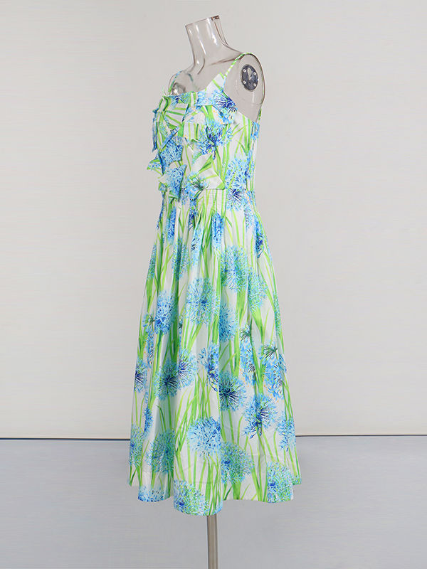 TWOTWINSTYLE Hit Color Spliced Print High Waist Fashion Dress