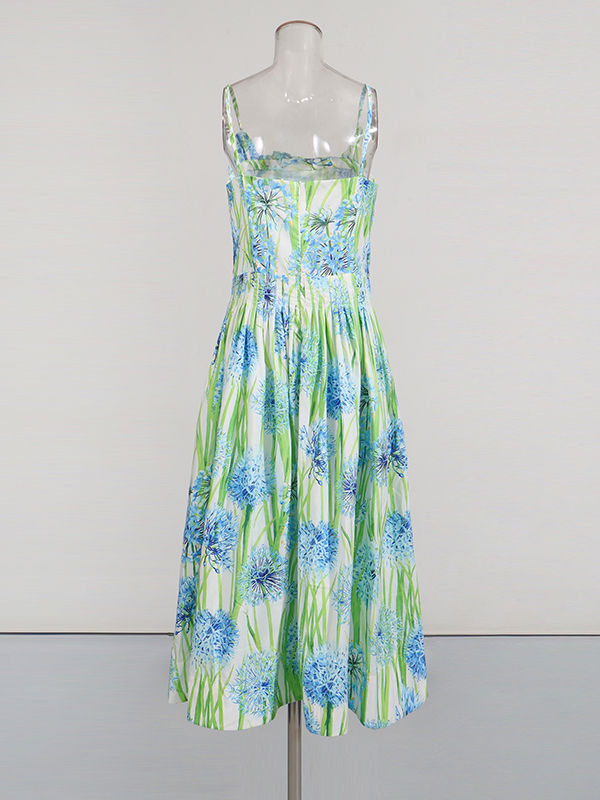 TWOTWINSTYLE Hit Color Spliced Print High Waist Fashion Dress