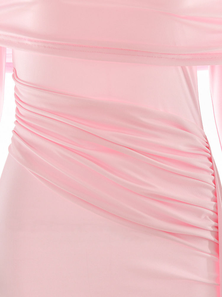 TWOTWINSTYLE Off Shoulder Long Sleeve Patchwork Lace UP Fashion Dress