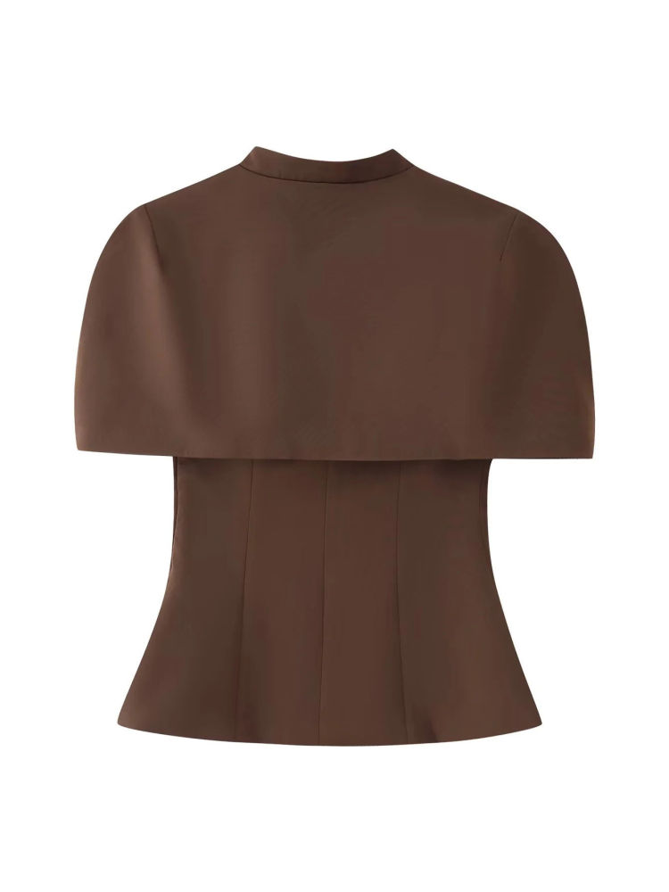 TWOTWINSTYLE Off Shoulder Tunic Vest Stand Collar Shawl Vintage Set