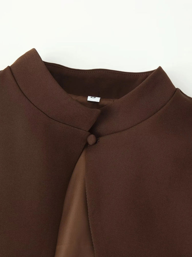 TWOTWINSTYLE Off Shoulder Tunic Vest Stand Collar Shawl Vintage Set