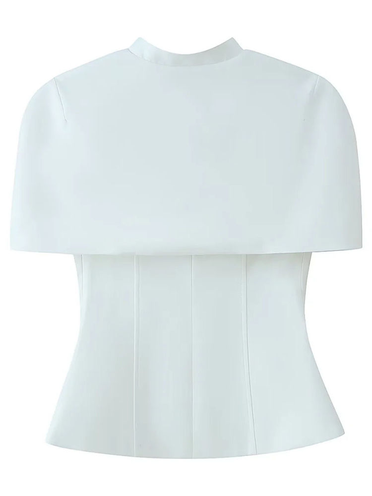 TWOTWINSTYLE Off Shoulder Tunic Vest Stand Collar Shawl Vintage Set