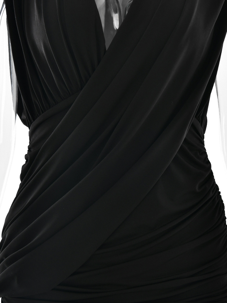 TWOTWINSTYLE V Neck Sleeveless Ruched Slimming Sexy Dress