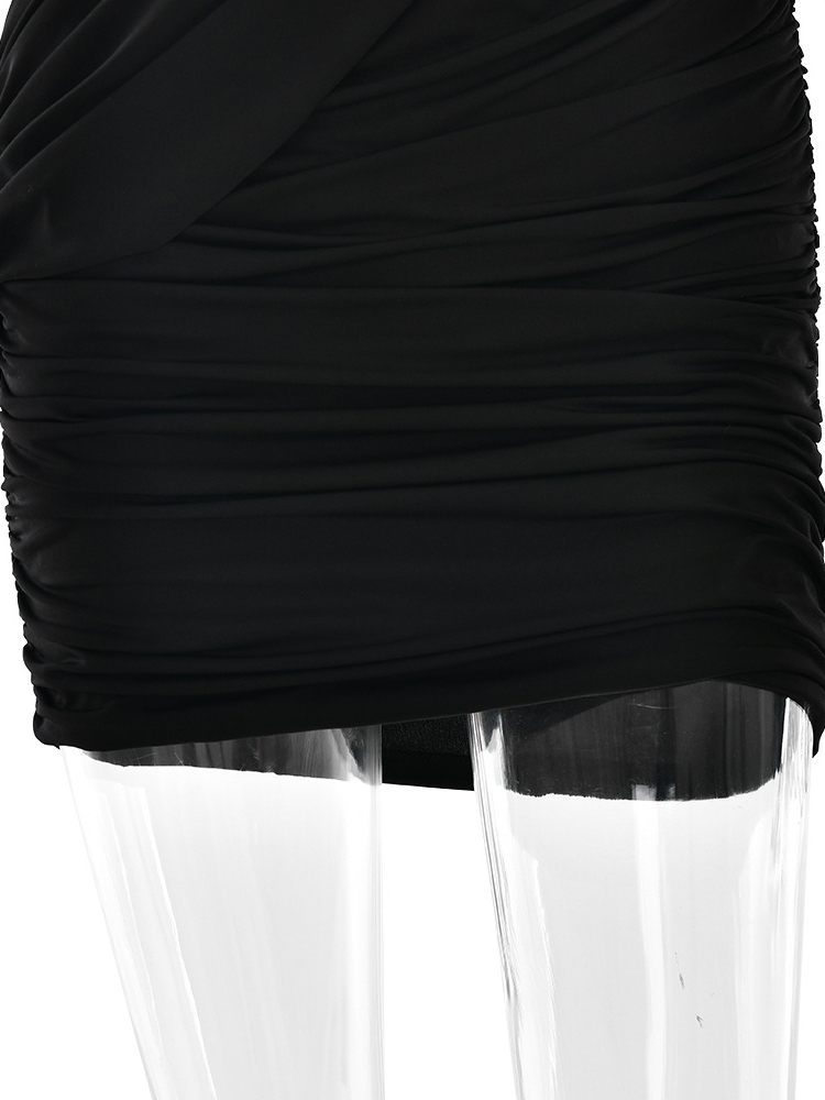 TWOTWINSTYLE V Neck Sleeveless Ruched Slimming Sexy Dress