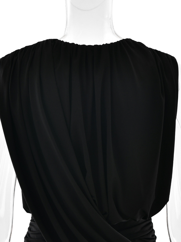 TWOTWINSTYLE V Neck Sleeveless Ruched Slimming Sexy Dress
