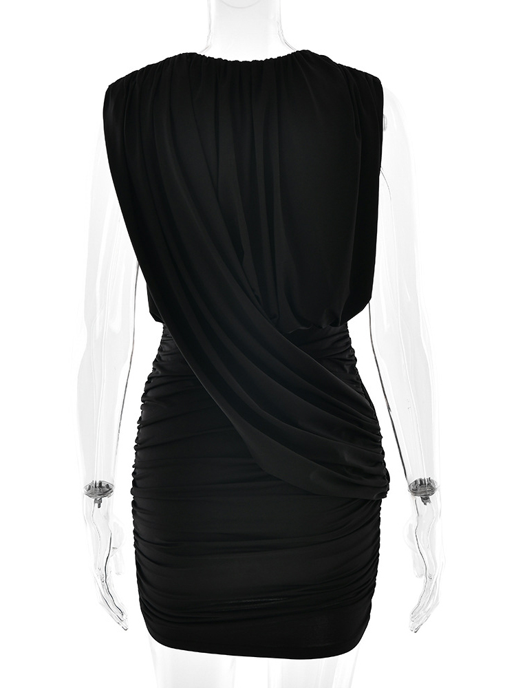 TWOTWINSTYLE V Neck Sleeveless Ruched Slimming Sexy Dress