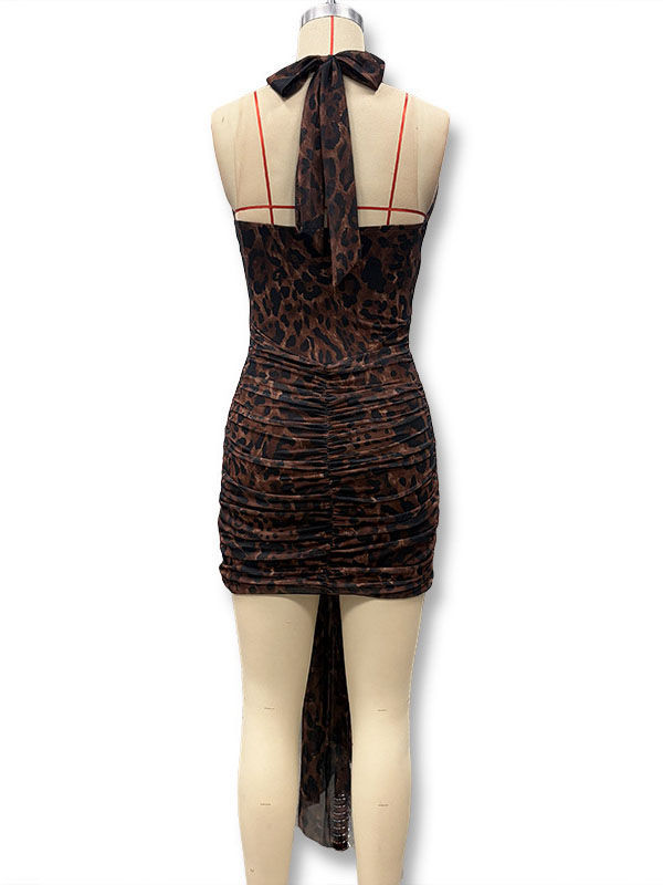 TWOTWINSTYLE Deep V Neck Spliced Lace Up Tunic Vintage Dress