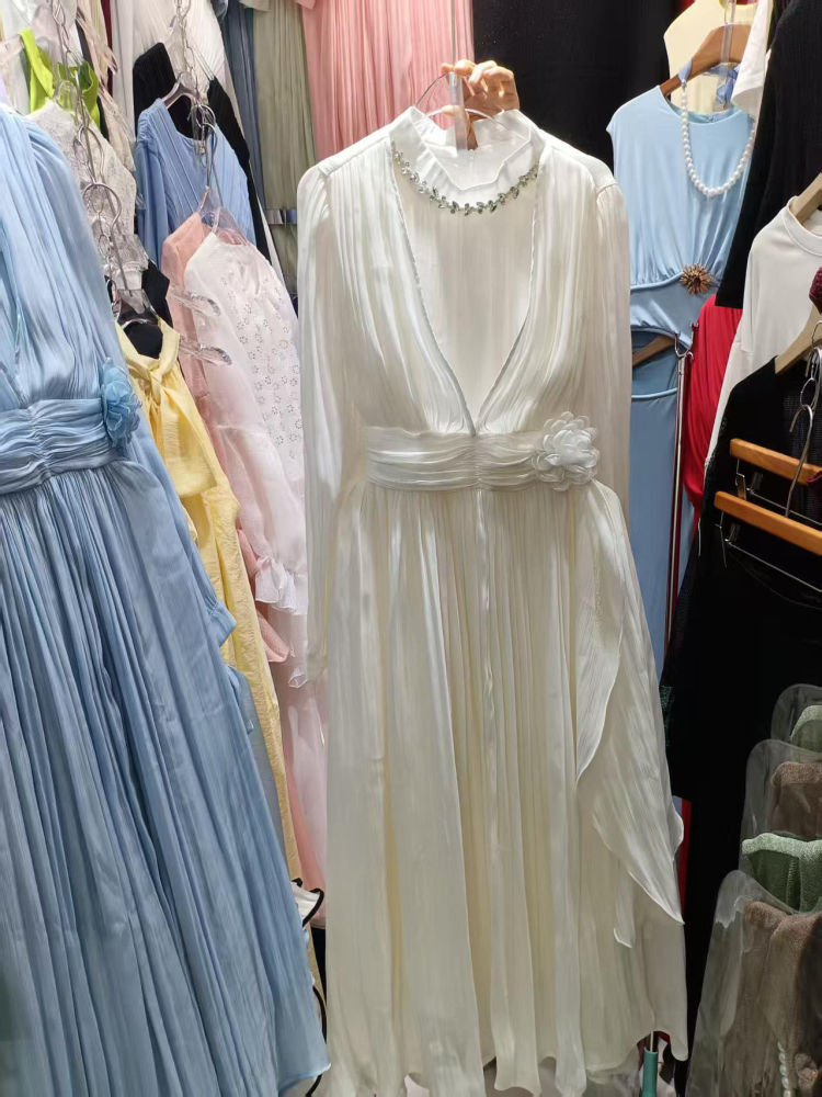 TWOTWINSTYLE Long Sleeve High Waist Patchwork Diamond Elegant Dress