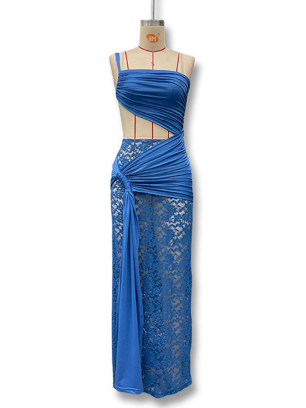 TWOTWINSTYLE Off Shoulder Hollow Out Patchwork Lace Designer Dress