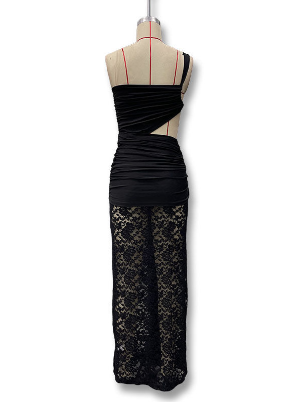 TWOTWINSTYLE Off Shoulder Hollow Out Patchwork Lace Designer Dress