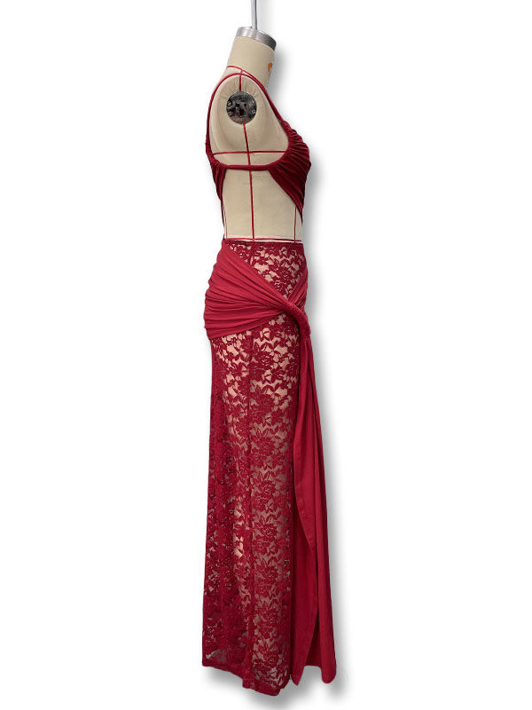 TWOTWINSTYLE Off Shoulder Hollow Out Patchwork Lace Designer Dress