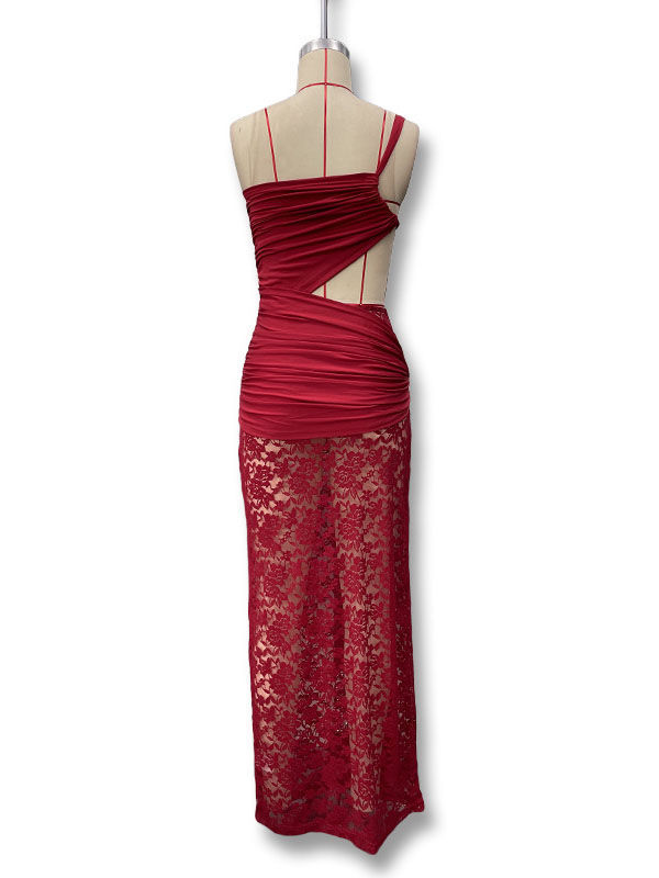 TWOTWINSTYLE Off Shoulder Hollow Out Patchwork Lace Designer Dress