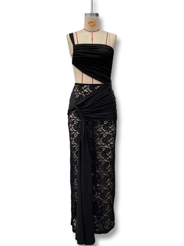 TWOTWINSTYLE Off Shoulder Hollow Out Patchwork Lace Designer Dress