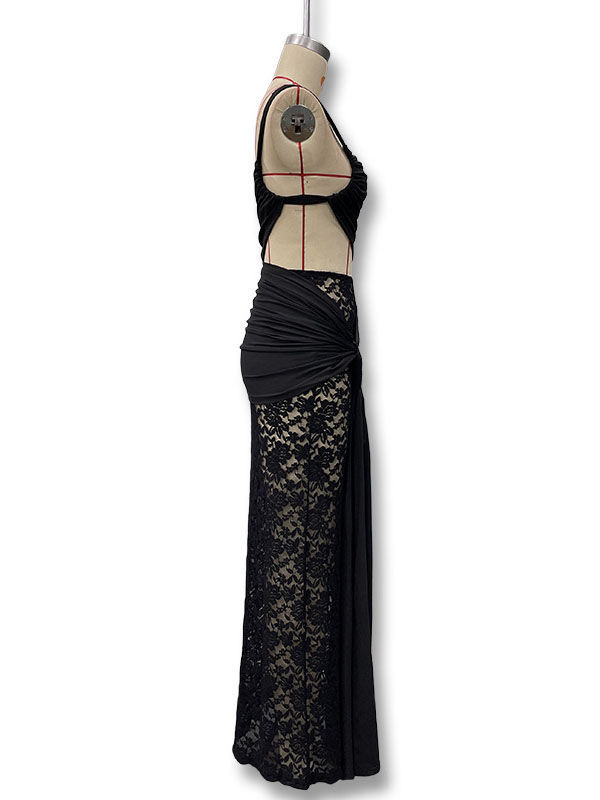 TWOTWINSTYLE Off Shoulder Hollow Out Patchwork Lace Designer Dress