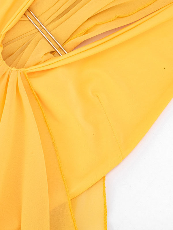 TWOTWINSTYLE Off Shoulder Hollow Out Spliced Mesh Tunic Fashion Dress