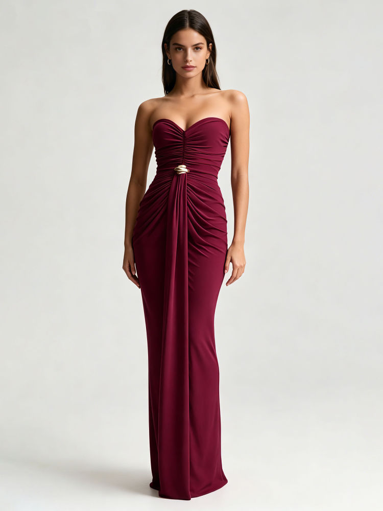 TWOTWINSTYLE Ruched Spliced Metal High Waist Minimalist Dress