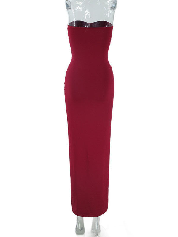 TWOTWINSTYLE Ruched Spliced Metal High Waist Minimalist Dress