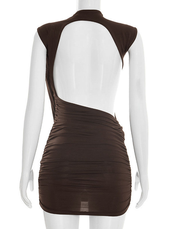 TWOTWINSTYLE Sleeveles Backless Ruched Designer Bodycon Dress