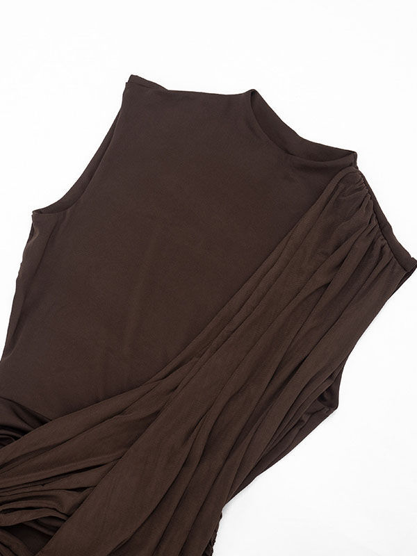 TWOTWINSTYLE Sleeveles Backless Ruched Designer Bodycon Dress
