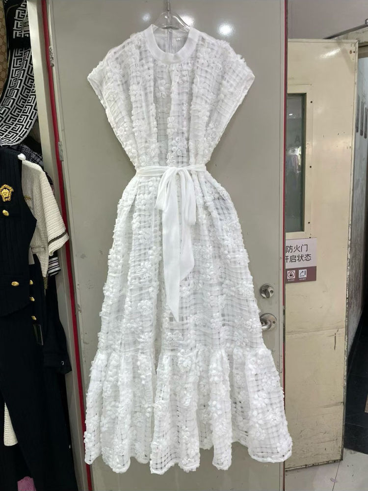 TWOTWINSTYLE Sleeveles Spliced Appliques Tunic Fashion Dress