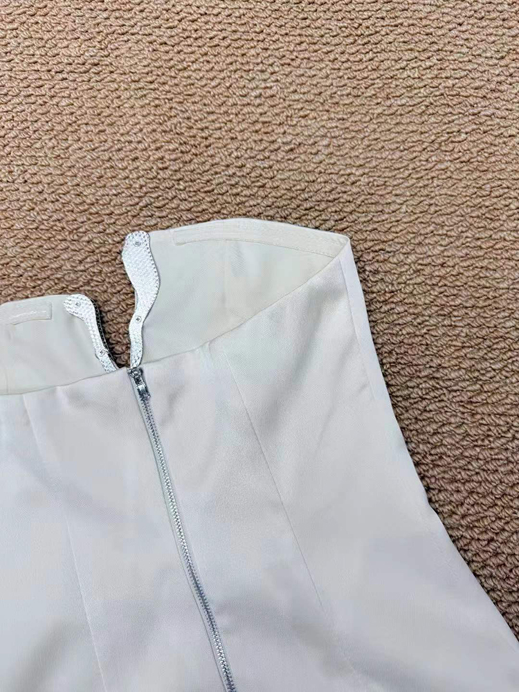TWOTWINSTYLE Spliced diamond Asymmetrical Tunic Sexy Strapless Top