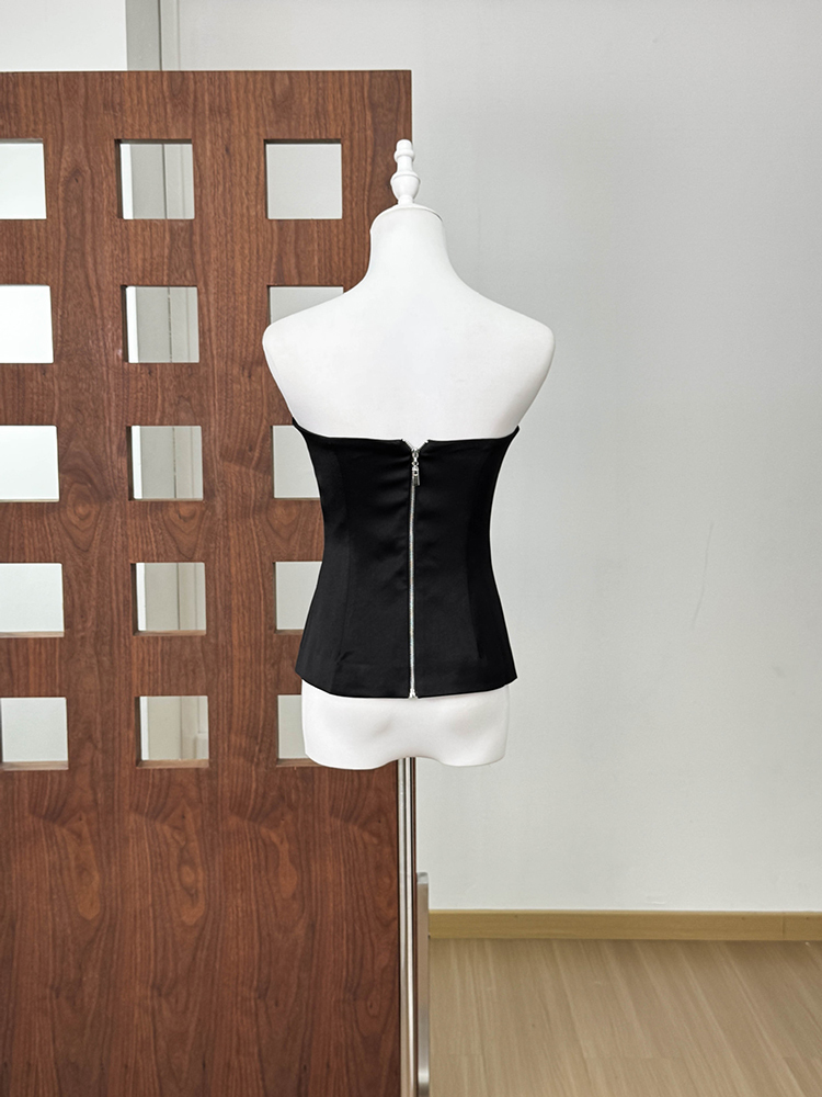 TWOTWINSTYLE Spliced diamond Asymmetrical Tunic Sexy Strapless Top